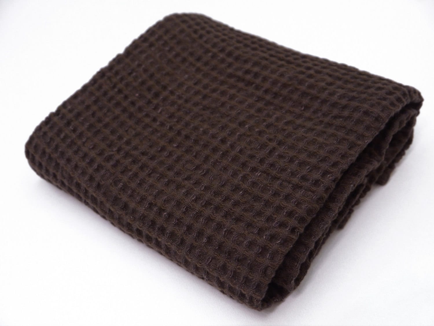 Linen/cotton dark brown waffle bath towel