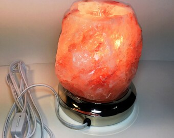 Handmade Himalayan Pink Salt Lamp Polished Nickel Plated Base 40Watt