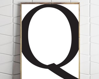 large q print, digital q download, instant download q, subway q art, subway q decor, instant printable art