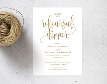 Gold Rehearsal Dinner invitation template, rehearsal printable, invitation templates, wedding rehearsal, instant download, WPC_127