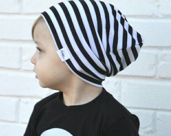 Boy slouchy beanie/ baby slouchy beanie/ black and white hipster beanie/ toddler boy slouchy beanie/ slouchy knit hat