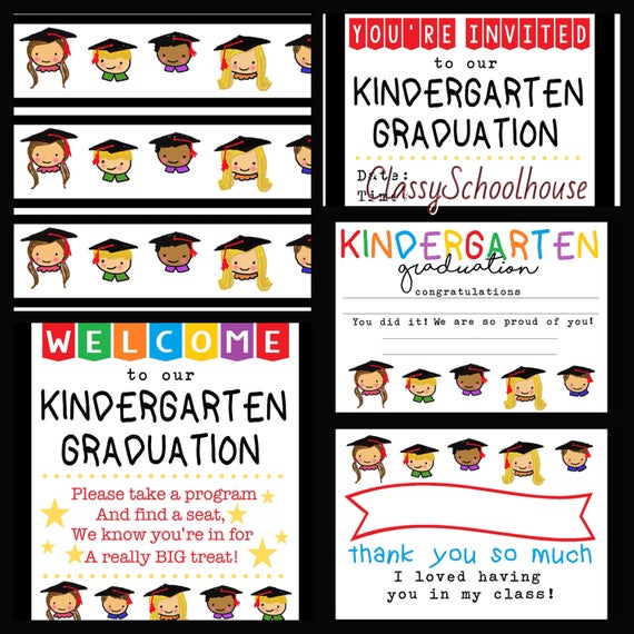 DIGITAL Editable Kindergarten Graduation Set Diplomas Banner