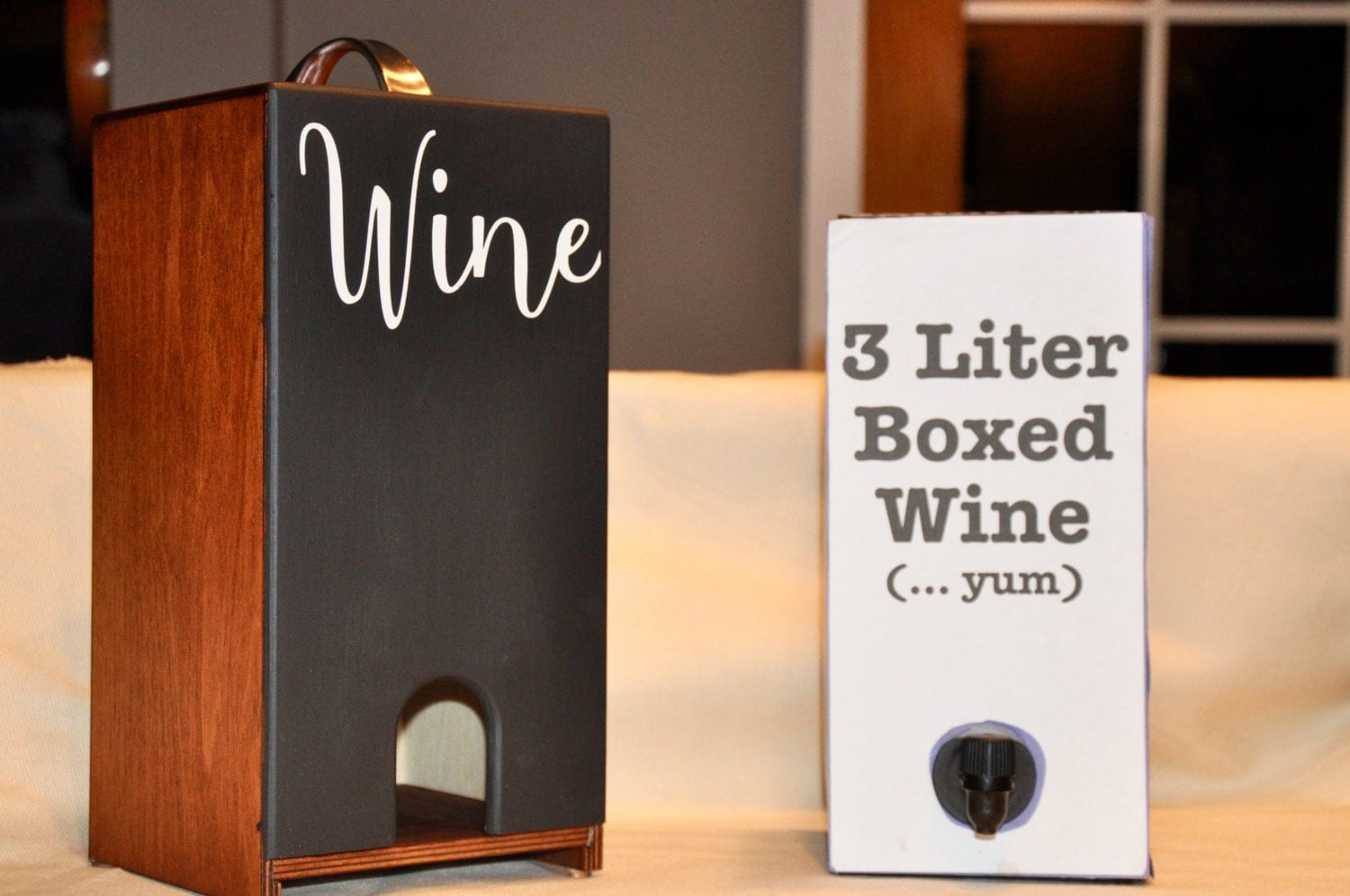Vino Chateau Boxed Wine Cover with Chalkboard Front and Wine