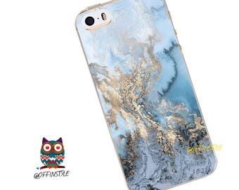 Marble Phone Case Print On Clear Flexible Phone Case Gold Blue Purple Pattern Stylish Phone Case iPhone 6 6s iPhone 6+ Plus iPhone 7 Plus