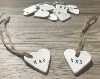 Clay Favour Tags With Your Initials; Rustic Wedding Decor; Vintage Wedding; Clay Keepsake