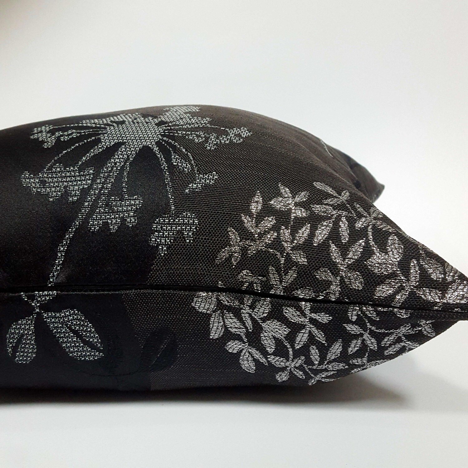 Charcoal Grey Pillow Cover Charcoal Grey and Silver Shiny