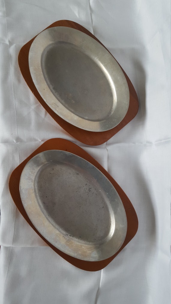 Vintage Cast Aluminum Steak/Fajita Sizzling Plates with