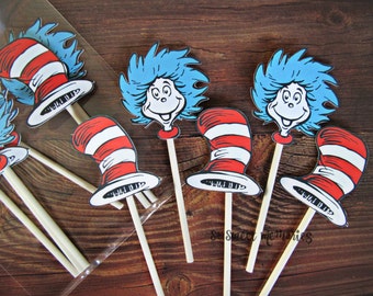 DR SEUSS Cupcake Toppers / Cake Toppers / Die Cuts / Birthday Party / Decorations / Cake Pops / Supplies / Decor / Fast Shipping