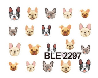 Water Transfer Watermark Pretty Designs Art Decal Sticker Stamping Beauty Manicure Nail Decoration FRENCH BULLDOG DOG BLE2297