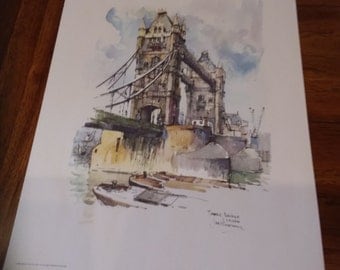 1960's Print of London's Tower Bridge