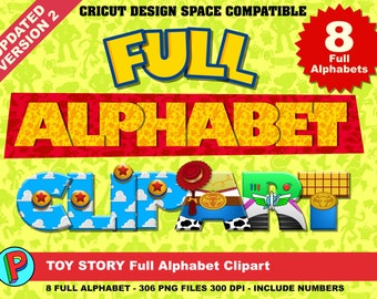 Toy Story - Full Alphabet Clipart - 8 Alphabets 8 Designs - 306 png files 300 dpi - Toy Story Party