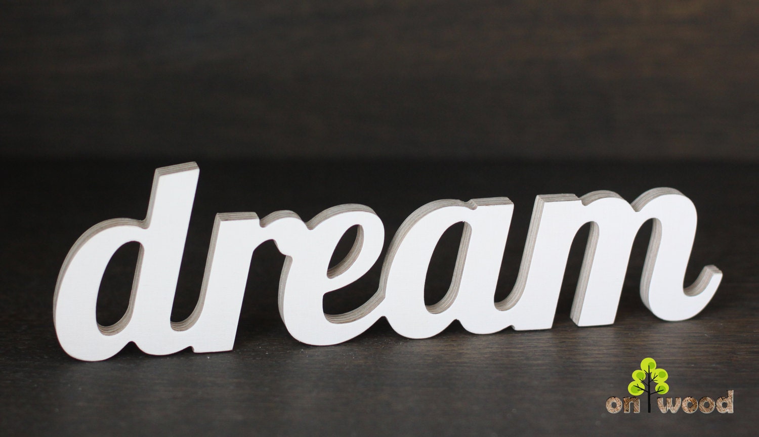 Free standing wooden black white dream sign. Home decor. Wall