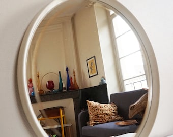 Great 1970's Vintage white round mirror