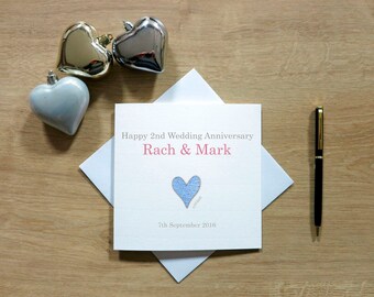Personalised Cotton (2nd) Anniversary Card - Second Anniversary Card - Cute Anniversary Card - Cards For Husband/Wife - Cards For Couple