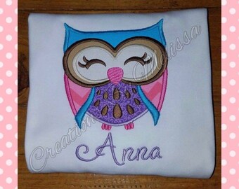 Owl Applique Shirt/ Woodland Owl/ Owl Birthday shirt/ Girls Owl Design/ Girls Owl Applique Shirt/Owl Applique Design/Owl Shirt/Owl birthday