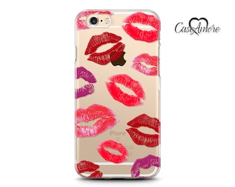 Clear iPhone cases, Clear Galaxy cases, iPhone 6 case, iPhone 7 case Clear, iPhone 6 Plus, iPhone 7 Plus case, Galaxy S7 case, Lips, Kisses