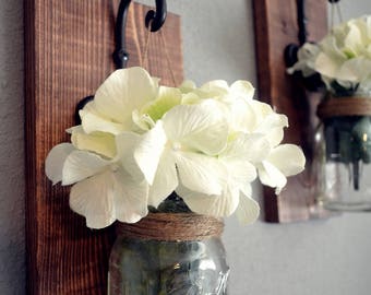 Rustic Hanging Mason Jar Wall Sconces l Mason Jar Decor l Wall Sconce l Flower Hangers l Candle Hangers