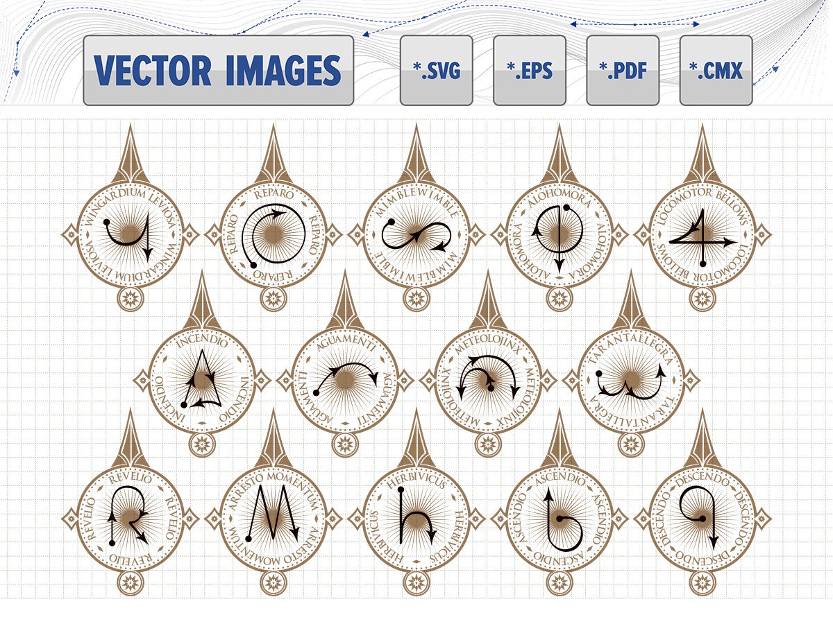 Download Harry Potter Wand Motions medallions - vector graphic svg ...