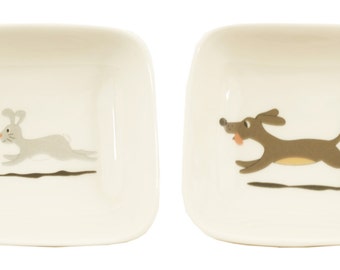 little dog and rabbit dishes