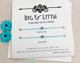 Big Little Sorority, Big Little Bracelet, Big Sorority Gift Set Sorority Sister Wish Bracelet Big Little Sister Bracelet Big And Little