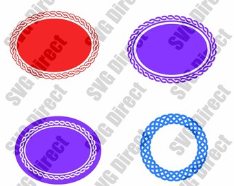 4 Oval Monogram Filled Frames SVG cut file - use with Silhouette Studio & Cricut, Vector Art, Vinyl Digital Cutting Cut Files