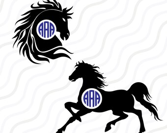 Horse SVG, Horse Silhouette, Horse Monogram SVG Cut table Design,svg,dxf,png Use With Silhouette Studio & Cricut_Instant Download