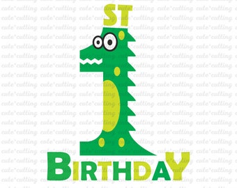 First Birthday svg, Crocodile svg, Alligator svg, one svg dxf jpeg cutting files for Silhouette Cameo, Portrait, Curio, Cricut