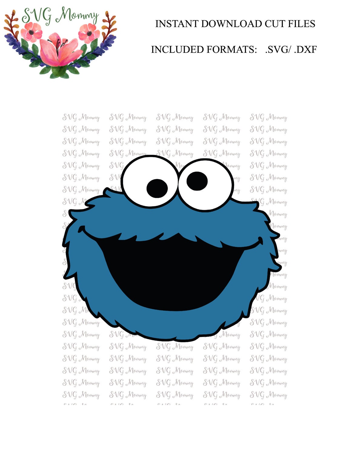 Cookie Monster Cut file SVG cut file DXF cut file Cricut