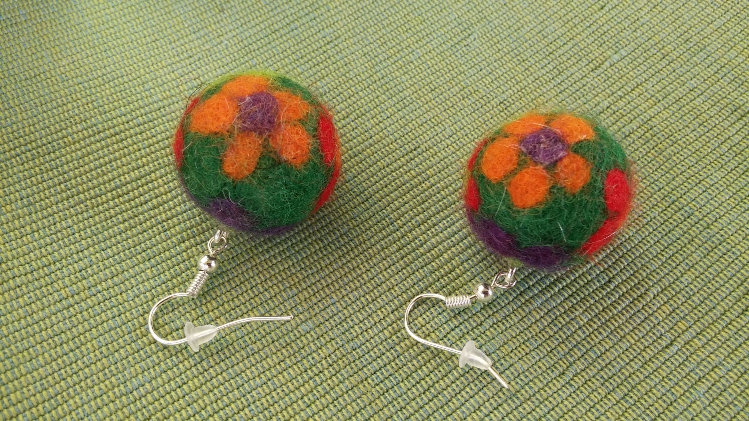 Earrings felted wool handmade modern earrings earrings