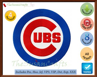 Chicago CUBS 1st EMBROIDERY DESIGNS Pes, Hus, Jef, Dst, Exp, Vp3, Xxx, Vip