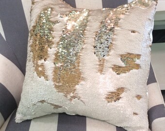 Mermaid Pillow Cover-reversible sequin-throw pillow-home decor -toss pillow-sequin pillow