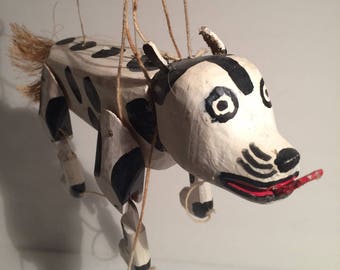 Vintage Dalmatian Wooden Folk Art Marionette c. 1920's