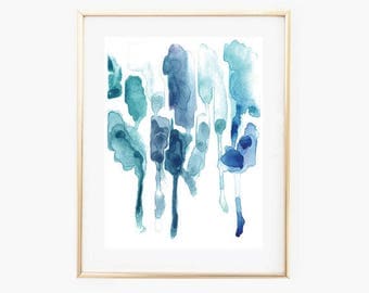 Printable Abstarct Art,Watercolor Print,Blue Art Print,Watercolor Wall Art,Digital Watercolor Art,Blue Wall Decor,Watercolor Blue Printable