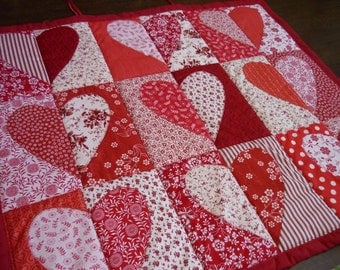 Wall panel with red hearts