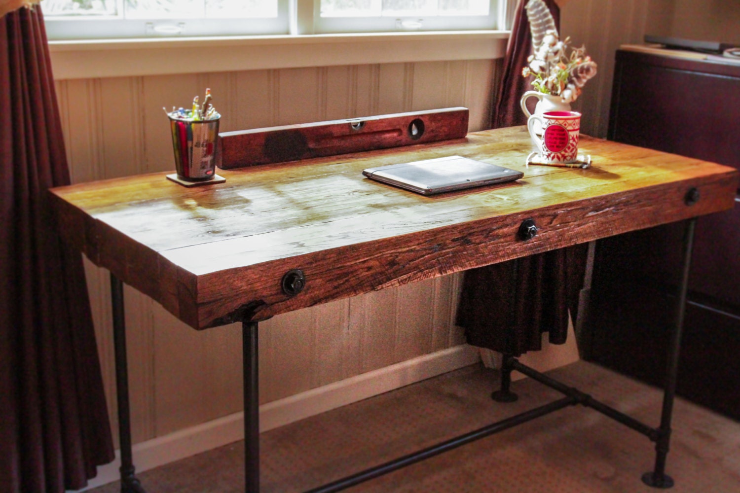 Reclaimed Wood Desk Custom Order Desk Rough Cut Wood Desk