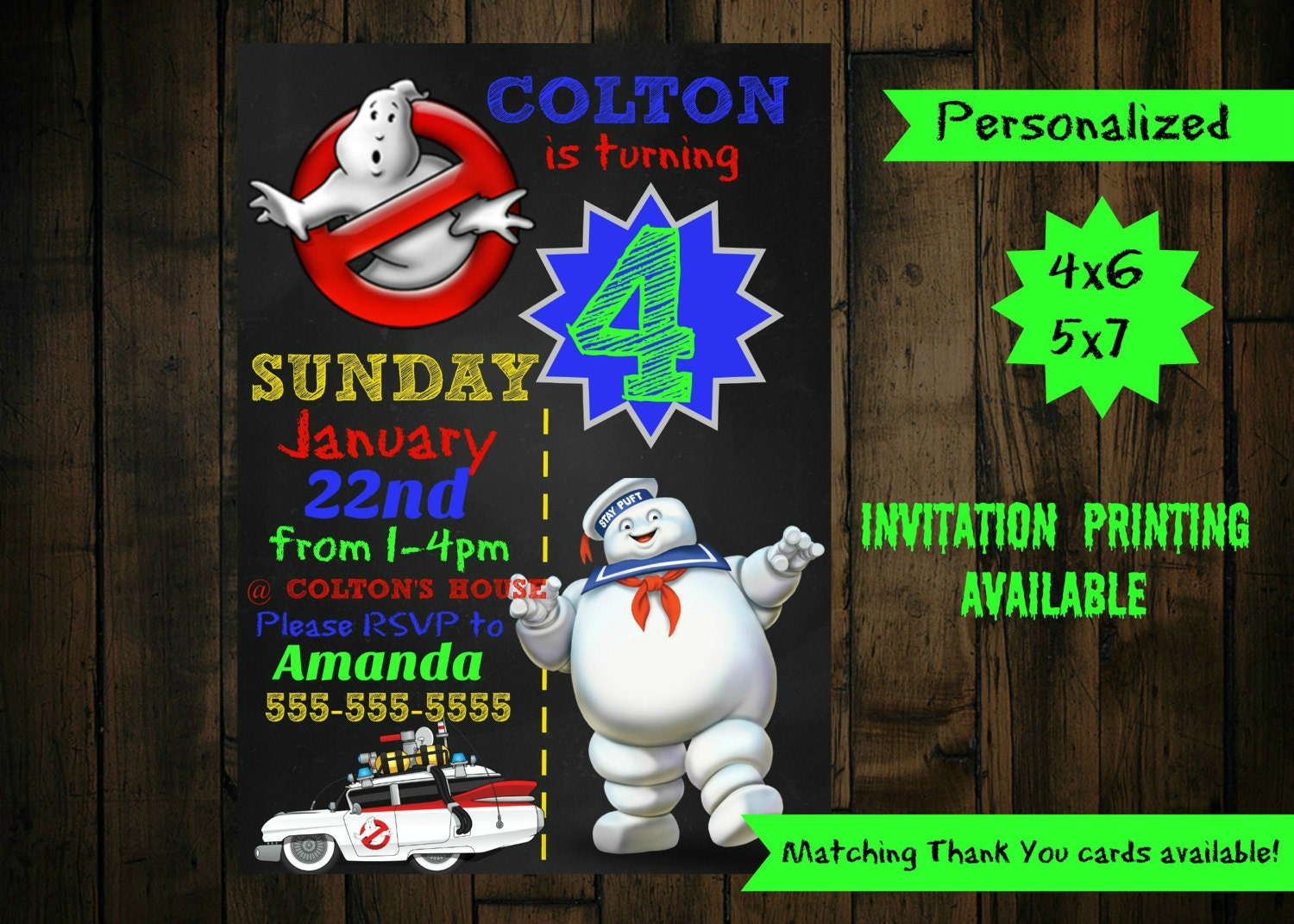 Ghostbusters Birthday Invitation printable ghostbusters