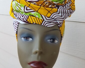 Yellow Headwrap; Yellow African Headwrap; African Clothing; African Fabric Headwrap; African Scarf; Fabric Headwrap: Headwrap; Head tie