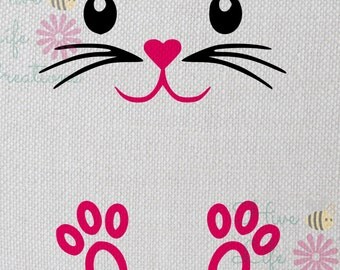 Easter Bunny Face Digital Download * Cricut Silhouette Download * DXF SVG Png Bunny File * Bunny SVG Download * Rabbit Face and Feet Vinyl