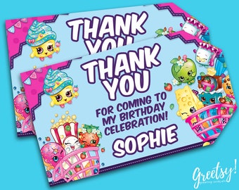 Shopkins Thank You Tags, Shopkins Birthday Favor Tags, Shopkins Party Tags, Shopkins Tags, Shopkins Movie Printable Supplies, Shopkins Label