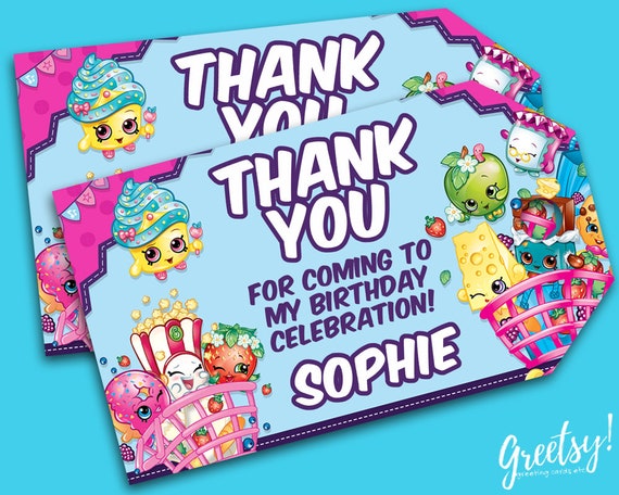 Shopkins Thank You Tags Shopkins Birthday Favor Tags Shopkins Party Tags Shopkins Tags