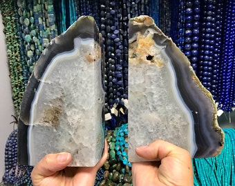 agate bookends natural