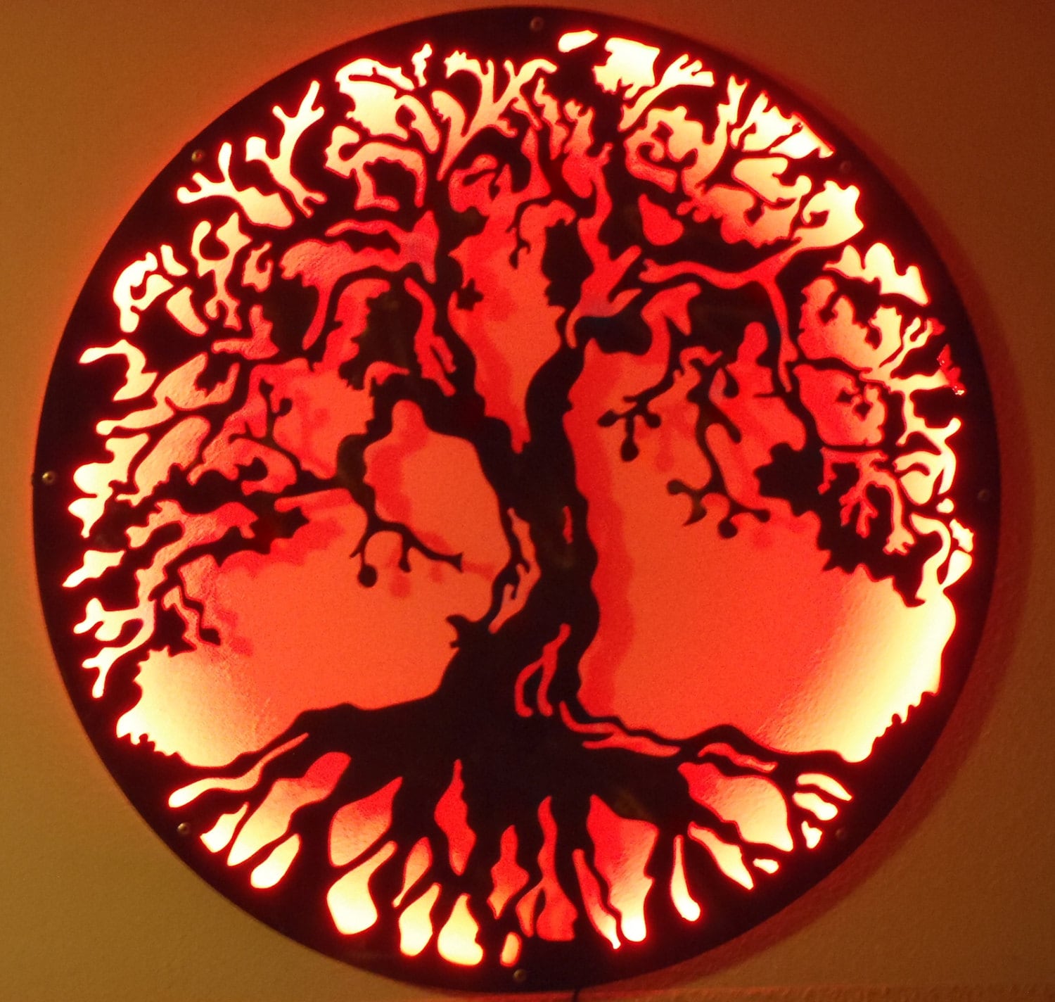 Tree Of Life Metal Art Metal Art Wall Lamp with LED lights
