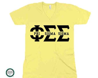 Phi Sigma Sigma Split AA V-Neck T-Shirt