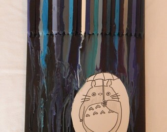 Totoro In the Rain- Melted Crayon Art