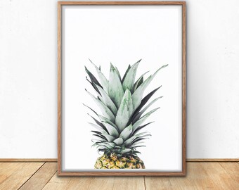 Pineapple Print - Pineapple Poster, Digital Art Print, Pineapple Decor, Pineapple Photo, Tropical Wall Art, Cactus Art, Fruit Print, Green