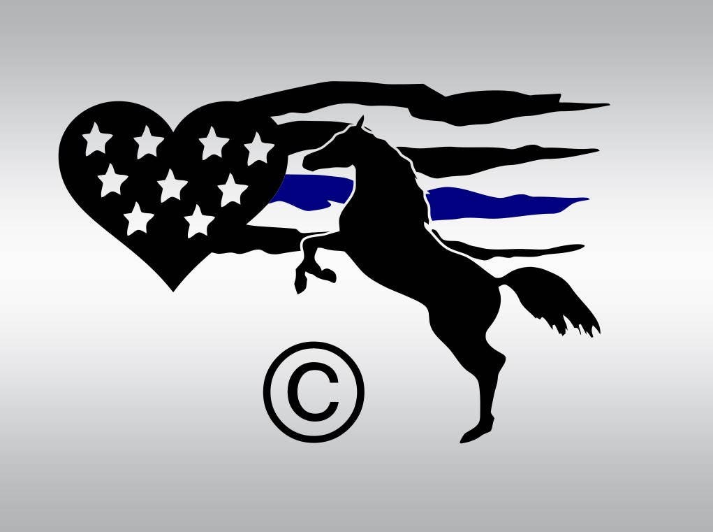 Download american flag blue line horse SVG Clipart Cut Files Silhouette
