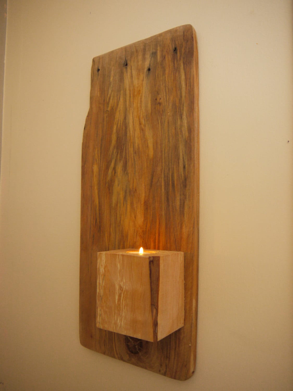 Wall Mounted Candle Holder. Wall Art. Rustic Wall Candle