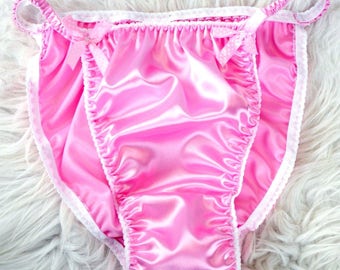 Sissy Baby Pink Silky Soft Satin Mini Slip Frilly Hem Lace Petticoat Dolly Skirt