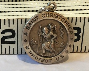 St. Christopher Sterling Medal Carved Raised Theda Signed Religious Spirituality Prayer Jewelry