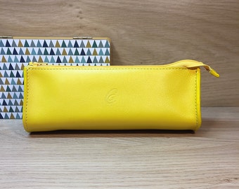 Purse drop yellow calf leather